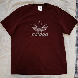 Adidas Embroidered Logo Cotton Tee Maroon